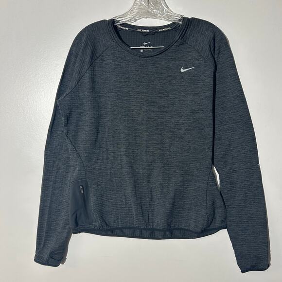Nike Dri-Fit Running Therma Fit Long Sleeve Dark Gray Shirt Womans Size Large - Picture 1 of 6